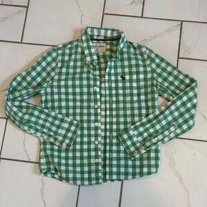abercrombie kids Green and White Gingham Button-Down Shirt - EUC, size L